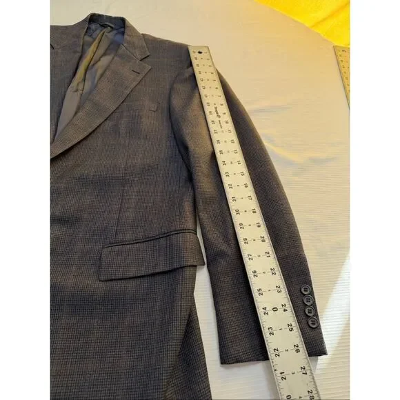Brooks Brothers 1818 Madison Navy Blue Plaid Gingham Wool Blazer Size 42L